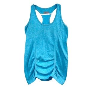 Athleta Fastest Track Ruched Tank Blue Gray Size S